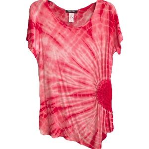 Only Nine - Red and White Tie Dyed Shirt - Size L